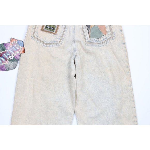 NOS Vtg 90s Streetwear Mens 32x36 Stonewashed Rainbow Baggy Fit Flip Cuff Jeans - Picture 10 of 11